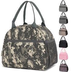 an image of a camo bag with multiple colors and sizes to choose from, including pink