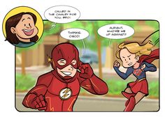 the flash and supergirl are talking to each other about what they're doing