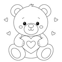 a teddy bear with hearts on it's chest, sitting in the shape of a heart