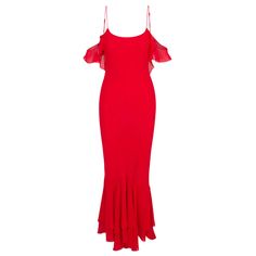 This red chiffon long dress is a stunning piece that will make you stand out from the crowd. The ruffle design and rosette back add a touch of playfulness to the elegant silhouette. The adjustable straps provide a customized fit, ensuring comfort throughout the day or night. Perfect for any special occasion, this dress is sure to make you feel confident and glamorous. Dry Clean only and Made in Los Angeles 100% Polyester Elegant Floor-length Ruffle Dress For Party, Elegant Maxi Dress With Ruffled Straps For Cocktail, Red Chiffon Evening Dress, Elegant Party Maxi Dress With Ruffled Straps, Red Chiffon Gala Dress, Elegant Chiffon Midi Dress With Ruffled Straps, Elegant Chiffon Dress With Ruffled Straps, Evening Chiffon Maxi Dress With Ruffled Straps, Chiffon Maxi Dress With Ruffled Straps For Evening