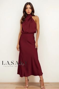 Lasaky - Sophisticated and Fashionable: Luxurious Silk Sleeveless Maxi Dress for Exquisite Evening Soirees Backless Midi Dress, Sleeveless Outfit, Elegant Maxi Dress, Evening Gowns Elegant, فستان سهرة, Maxi Dress Wedding, Caftan Dress, Satin Midi Dress, Hip Dress