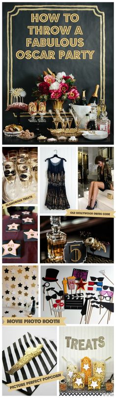 a collage of photos with gold and black accents on it, including an assortment of items