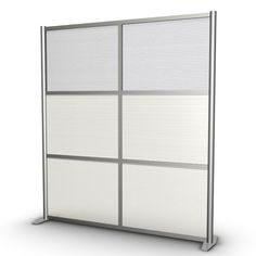 a white partition with four panels on each side