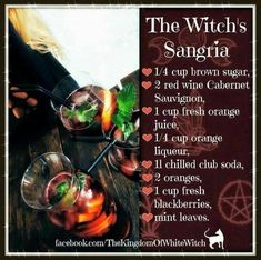 the witch's sangria recipe is shown here