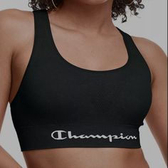 Perfect For Medium-Impact Activities Double Dry Wicking For Moisture Management To Help Keep You Cool And Dry Seamless Design To Minimize Chafing Stretch For Ease Of Movement Removable Bra Cups Offer Shape And Modesty Wire Free Fabric & Care 94% Recycled Nylon, 6% Spandex Machine Wash Imported Black Breathable Athleisure Bra, Sports Bra With Seamless Construction And Medium Support, Black Sports Bra With Medium Support And Seamless Construction, Sports Bra In Seamless Fabric, Supportive Black Seamless Bra, Black Bra With Seamless Construction And Medium Support, Black Seamless Medium Support Bra, Black Seamless Bra With Medium Support, Black Medium Support Seamless Bra