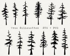 trees silhouettes svg and png