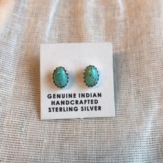 Nwt Made In The Us Sterling Silver Southwestern Blue Earrings For Gift, Blue Southwestern Style Earrings For Gift, Fancy Earrings, Real Turquoise, Beaded Dangle Earrings, Crystal Drop Earrings, Crystal Drop, Screw Back Earrings, Sterling Silver Studs