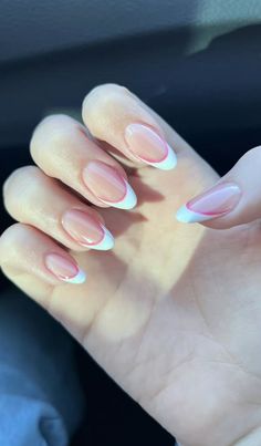 French Nails Pink And White, White And Pink French Tip Nails, French Tip Nail Designs, Hippie Nails, Casual Nails, Classy Acrylic Nails, Cute Gel Nails