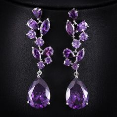 If you re looking for a fine jewelry which looks sepecial, precious stone please consider cubic zirconia earrings /Party Earrings African Wedding Jewelry, Tear Drops, Purple Jewelry, Purple Earrings, Expensive Jewelry, Party Earrings, Cubic Zirconia Earrings, Amethyst Jewelry, White Gold Jewelry