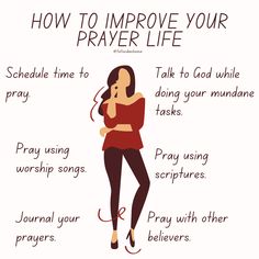 a poster with words describing how to improve your prayer life and the meaning behind it