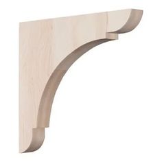 an unfinished wooden shelf bracket on a white background