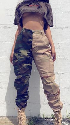 Sexy Camouflage Pants Trousers , It is street style, good for elegant ladies, classy teens and modern fashion Patchwork Trousers, High Waist Trousers, Camouflage Pants, Fall Pants, Trouser Outfits, Tomboy Style Outfits, Camouflage Print, Trouser Style, Fitted Trousers