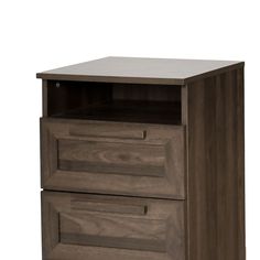 two drawers with one drawer open on each side and the other closed to reveal something