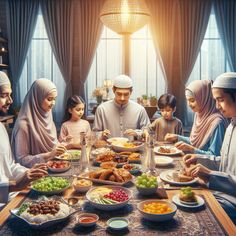 a group of people sitting around a table with plates of food in front of them