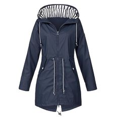 Season:Winter,Fall; Fabric:Polyester; Sleeve Length:Long Sleeve; Look After Me:Wet and Dry Cleaning; Gender:Women's; Style:Sporty,Fashion; Elasticity:Inelastic; Occasion:Outdoor clothing,Outdoor; Details:Lined; Outerwear Length:Short; Placket:Zipper; Fit Type:Regular Fit; Function:Windproof,Sun Protection,Casual / Daily; Pattern:Solid Color,Plain; Design:Drawstring; Neckline:Turndown; Outerwear Type:Trench Coat; Front page:FF; Listing Date:08/22/2023; Production mode:Self-produce; Bust:; Print T Raincoat With Hood, Diy Sy, Autumn Jacket Women, Long Rain Coat, Hooded Trench Coat, Waterproof Rain Jacket, Hiking Jacket, Wind Jacket, Long Sleeve Outerwear