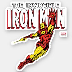 the iron man sticker is shown in red and yellow, as if it was from the movie