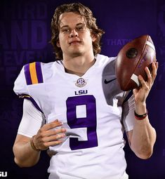 a man holding a football in his right hand