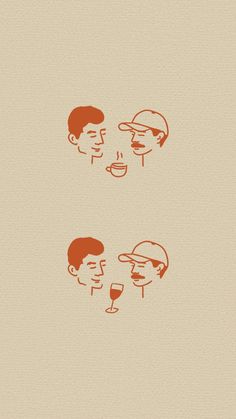 two men are talking to each other while drinking coffee and wine in their glasses on the table