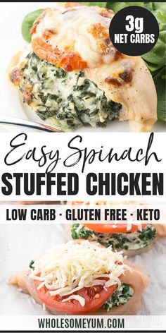 easy spinach stuffed chicken with low carb and gluten free keto