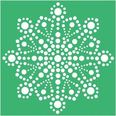 a green and white snowflake with circles on it