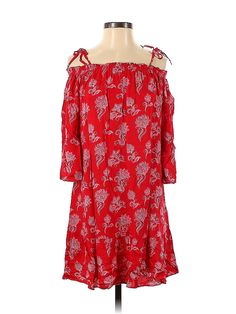 Charming Charlie Casual Dress Size: Small Red Dresses - used. 100% Rayon, Cold Shoulder, Short, 3/4 Sleeve | Charming Charlie Casual Dress: Red Dresses - Used - Size Small Red Casual Dress, Floral Dress Casual, Red Floral Dress, Floral Dresses Long, Red Dresses, H&m Women, Charming Charlie, Dress Red, Red Floral