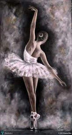 a painting of a ballerina in white tutu