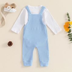 Get your little one ready for chilly autumn weather with our CODY Ribbed Overall Outfit! Made from cozy ribbed fabric, this classic and stylish outfit will keep your baby boy warm and comfortable. Perfect for any occasion, it's the perfect addition to your little one's wardrobe. Solid Color Playtime Sets For Fall, Fall Playtime Solid Color Sets, Solid Ribbed Winter Sets, Winter Solid Color Ribbed Sets, Summer Outfit Accessories, Autumn Weather, Strap Pants, Overall Outfit, Boy Onesie