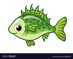 a green fish with spots on it's body