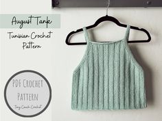 Tunisian Crochet Tank Top, Crop Top Crochet Pattern, Crochet Tank Top Pattern, Easy Crochet Headbands, Tank Pattern, Pattern Crop Top, Crop Top Crochet, Top Crochet Pattern, Ribbed Crochet