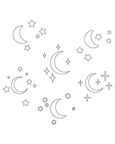 stars and crescents are drawn in the sky