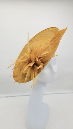 Elegant Gold Fascinator! Comes with a headband and or hairclip. Classic style to go with a variety of outfits: bridesmaids, cocktail party, Kentucky Derby, Rehearsal dinner, Easter and church outfits. Ones with hair clip and headband. - Rare find - Lightweight - Ready to ship - Fast Shipping - Free Shipping - Group discount available - Customize by adding different color flowers and or feathers - Headband and Hair clip CHECK OUT MY STORE FOR OTHER STYLES & COLORS: etsy.com/shop/Hatsandpearls Summer Church Fascinator With Headband, Yellow Hair Accessories For Summer Party, Gold Costume Hats For Spring Wedding, Summer Wedding Costume Hat With Structured Crown, Gold Costume Hats And Headpieces For Spring Wedding, Elegant Yellow Headband Fascinator, Summer Formal Costume Headband, Gold Hair Accessories For Spring Wedding, Yellow Hat Fascinator For Garden Party