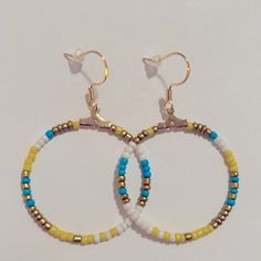 Handmade Gold Plated Bead Hoop Earrings 18k Real Gold Plated Lightweight Color: Yellow/White/Gold/Turquoise Clear Backs Included Long Dangle Earrings Gold, Boho Silver Earrings, Pearl Earrings Handmade, Bead Hoop Earrings, Red Coral Earrings, Dangle Hoop Earrings, Long Dangle Earrings, Knot Earrings, Wire Wrapped Earrings