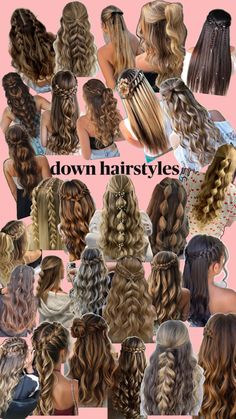 Cute hair Cute Western Hairstyles For School, Cute Down Hair Styles, Cute 2c Hairstyles, Super Simple Hairstyles For School, Cute Hairstyles For A School Dance, Short Dance Hairstyles, Hairstyles For A Formal Event, Cute Hairstyles For Medium Hair Braids, Cute Hairstyles For Dances