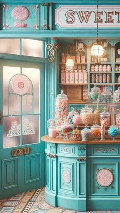 a candy shop with lots of colorful candies