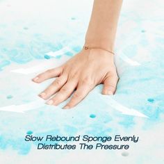 a woman's hand on top of a mattress with the words slow rebound sponge evenly