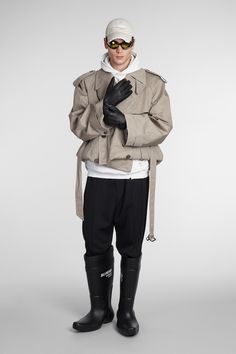 Coat in beige cotton, trench design, badge shoulder, double handle, belt waist, pockets, buttons on the wrists, revers, 100% cotton, Made in Italy, Model is 1. 83 cm and wears size 1 | Balenciaga Men's Coat in Beige Cotton | FW23/24 Balenciaga Outfit Mens, Men Trench Coat, Balenciaga Outfit, Balenciaga Coat, Men's Trench Coat, Cristóbal Balenciaga, Balenciaga Mens, Beige Outfit, Luxury Accessories