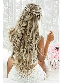 Down Hairstyles For Long Hair, Hairstyles Bridesmaid, Prom Hairstyles For Long Hair, Pretty Braided Hairstyles, Braided Hairstyles For Wedding, Bridesmaid Hairstyles, Long Blonde, Wedding Hairstyles For Long Hair, Formal Hairstyles