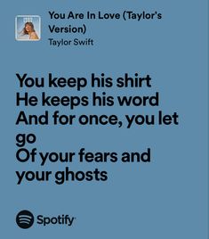 a blue background with the words you are in love taylor's version on it