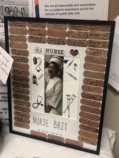 a nurse's photo frame with writing on it