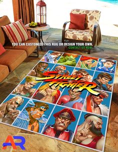 an image of street fighter rug on the floor