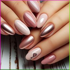 Nail Art Designs For Autumn, Neutral Base Nails, Short Nails Ideas Chrome, Nail Art Nude Color, Fall Nail Looks, Dusty Rose Nails Design, Acrylic Almond Shaped Nails, Cream Nails Designs, Roman Nails