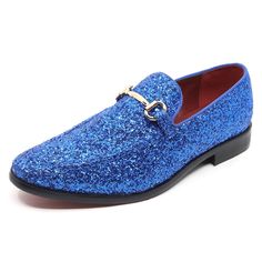 Blue Slip-on Dress Shoes For Party, Blue Round Toe Loafers For Party, Blue Loafers With Round Toe For Party, Prom Shoes Blue, Gold Dress Shoes, Blue And Gold Dress, Dress Tuxedo, Silver Loafers, Rich Style