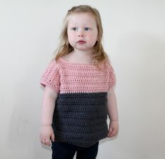 Perfect little jumper for a puddle jumping day or a dressy tea party kind of day! Find this crochet pattern and more baby inspiration at LoveCrochet.Com. Two Tone Sweater, Rose Crochet, Crochet Baby Sweater, Crochet Toddler, Frock Patterns, Crochet Abbreviations, Crochet Gratis, Sweater Crochet, Sweater Crochet Pattern