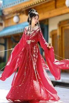 Red Hot Stamping Embroidery Women's Classic Hanfu Dress Full Set – LolitaInside Chinese Traditional Dress Princesses, Hanfu Red, Red Chinese Dress, Traditional Asian Dress, Magical Dress, Chinese Traditional Dress, Ancient Chinese Dress, Chinese Costume, Chinese Wedding Dress