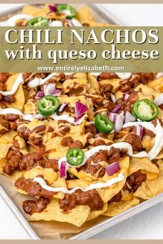 chili nachos with quesadilla cheese on top