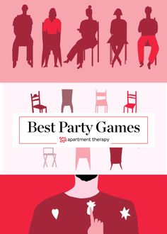 the silhouettes of people sitting in chairs are shown with text that reads best party games