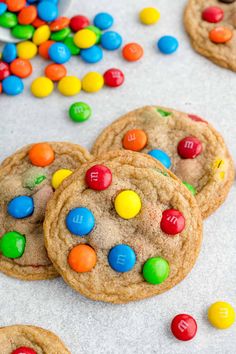 cookies with m & m's and candy on top