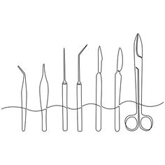 a line drawing of different types of scissors