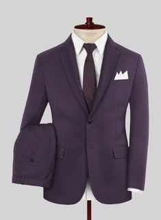 Luxury with a leisure aesthetic takes shape for the perfect man who wants to stand out on every occasion. Crafted with wool, micro fibre, lycra, our Napolean Stretch Purple Wool Suit has a bright purple color with a smooth texture and can be worn on chilly days to keep you warm and help you to look dapper at the same time.  Look Includes  Napolean Stretch Purple Wool Fabric  Two Button Jacket Style  Notch Lapel  Horn Royal Black Buttons  Single Vent  Three Cuff Buttons  Two Welted Back Pockets on Trousers   Click 'Customize Now' to modify the look if needed.  Lining: Viscose; Dry Clean. Purple Single Breasted Suits For Business, Purple Single-breasted Suits For Business, Leisure Aesthetic, Classic Purple Notch Lapel Suit, Tailored Single-breasted Purple Suits, Purple Tailored Single-breasted Blazer, The Perfect Man, Button Jacket, Looking Dapper