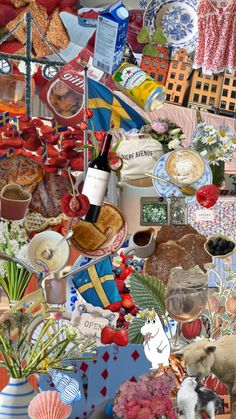 a collage of plates, bowls and other items in various shapes and sizes are shown